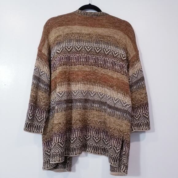 Peruvian Connection Geometric Prints Knitwear Cardigan Open Front - Picture 3 of 11